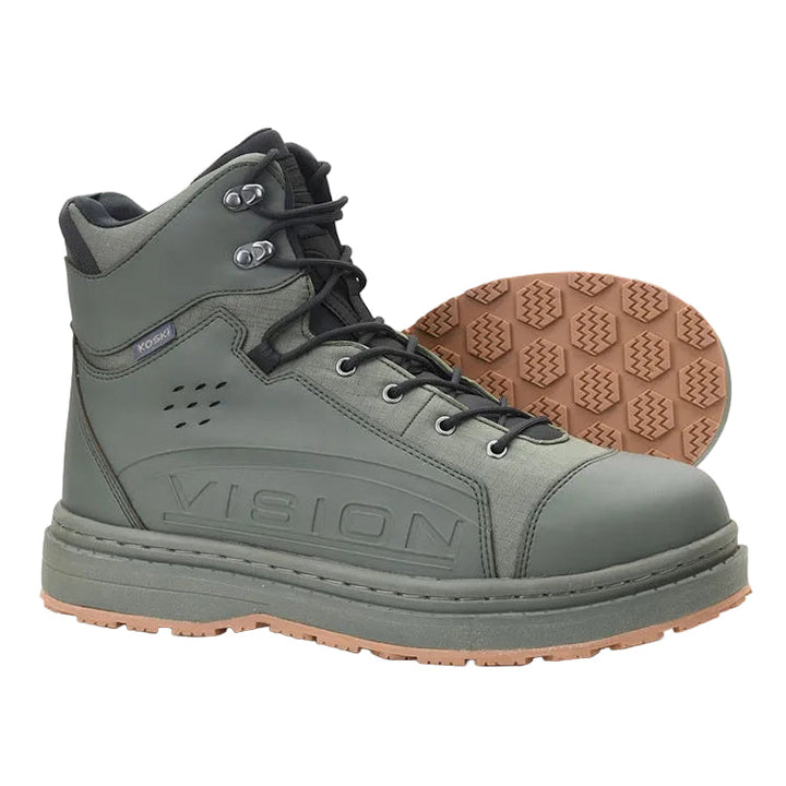 Vision Koski Gummi 2.0 Wading Boots Green - pair shot
